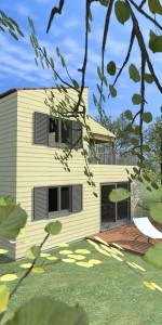 vue 3D maison bois massif